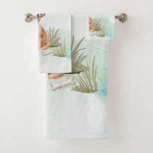 Custom Name French Bulldog Pet Dog Bath Towel Set