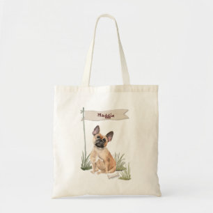 Custom Name French Bulldog Pet Dog Tote Bag