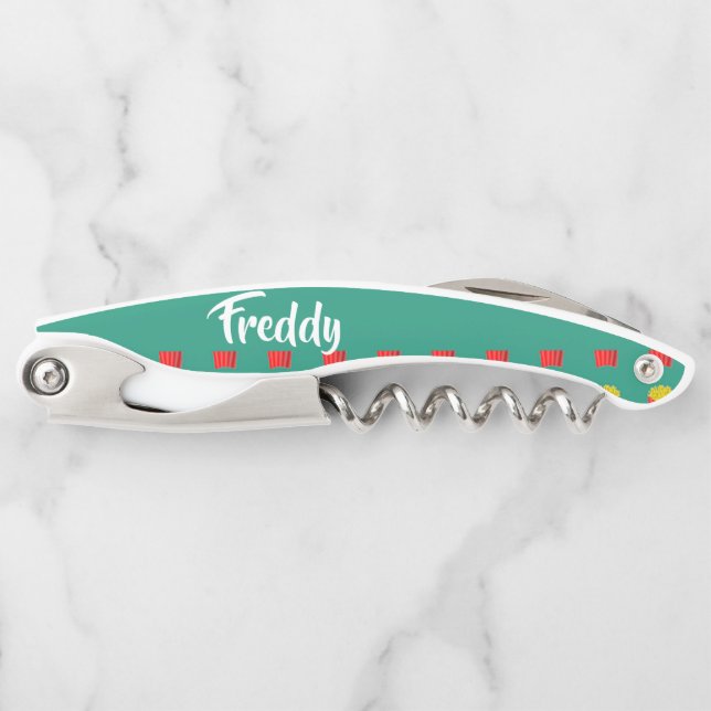 Custom name fries on teal corkscrew (Front)