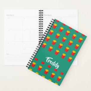 Custom name fries on teal planner