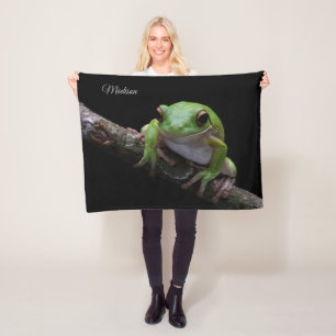 Custom Name Frog Fleece Blanket