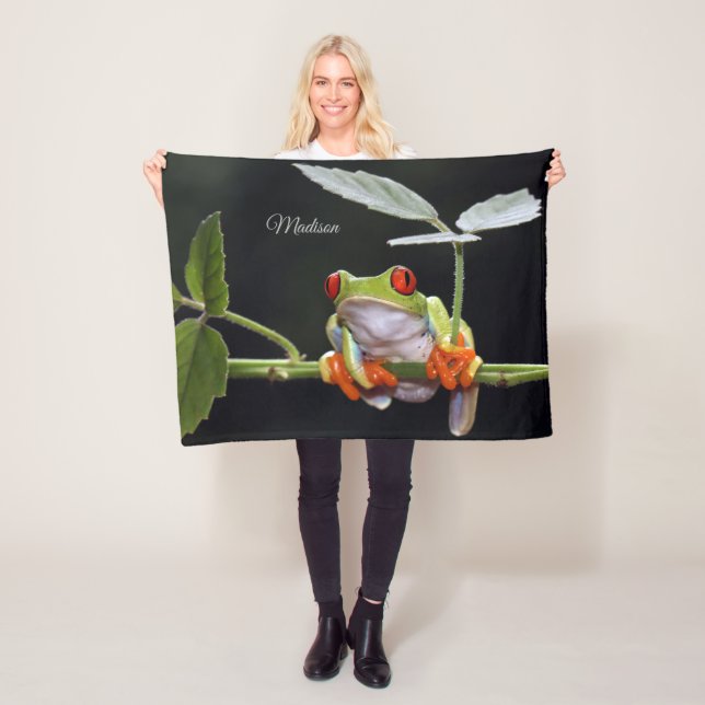 Custom Name Frog Fleece Blanket (In Situ)