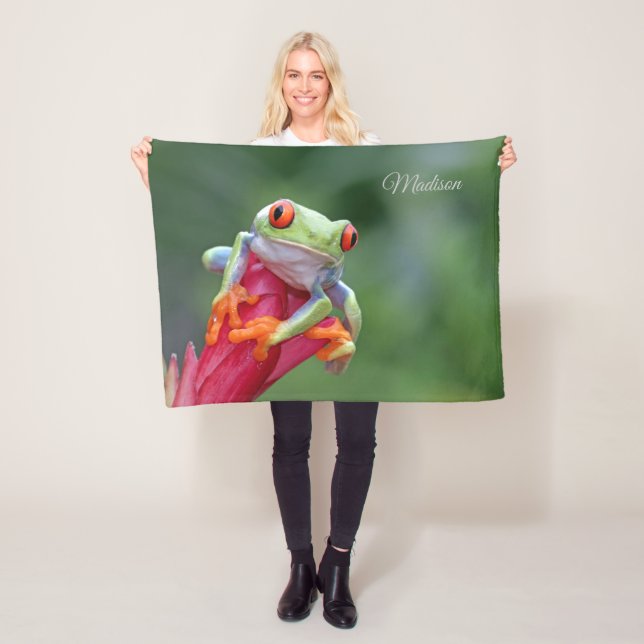 Custom Name Frog Fleece Blanket (In Situ)