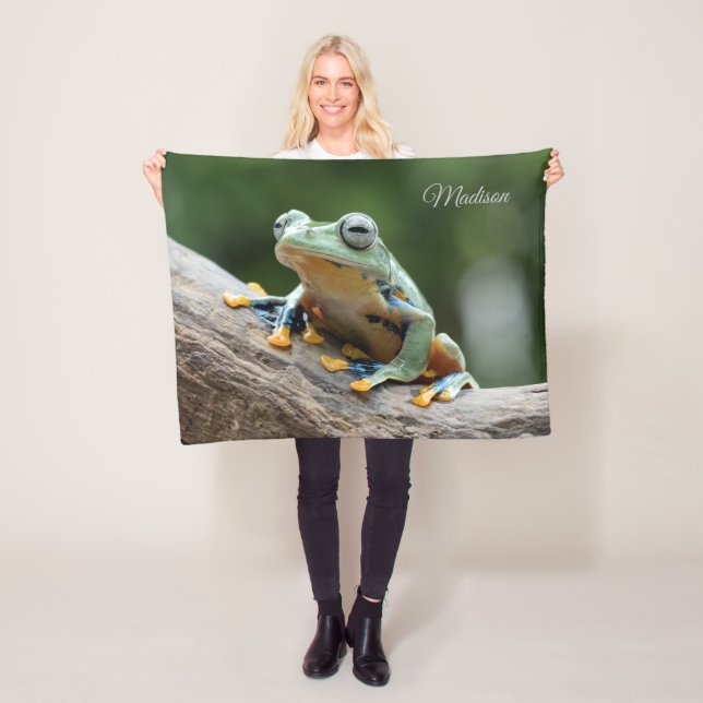 Custom Name Frog Fleece Blanket (In Situ)