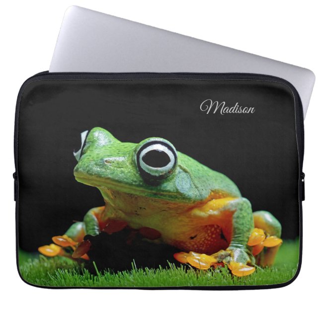 Custom Name Frog Laptop Sleeve (Front)