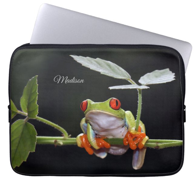 Custom Name Frog Laptop Sleeve (Front)
