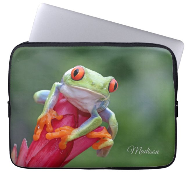 Custom Name Frog Laptop Sleeve (Front)