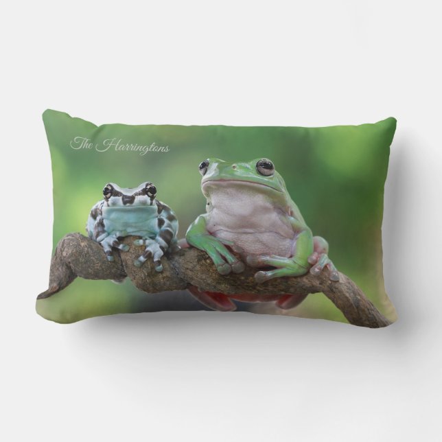 Custom Name Frog Lumbar Cushion (Front)