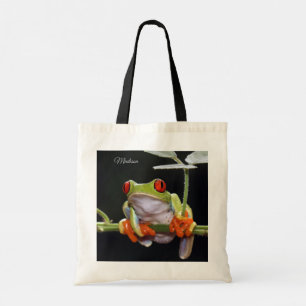 Custom name Frog tote bags