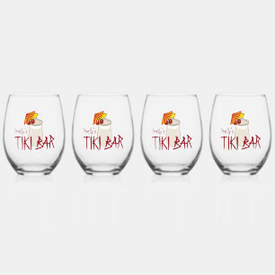 Custom Name Frozen Drink Tiki Bar Stemless Wine Glass