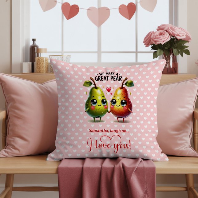 Custom Name Fruit Pun Cute Valentine Accent Pillow (Custom Name Fruit Pun Cute Valentine Accent Pillow)