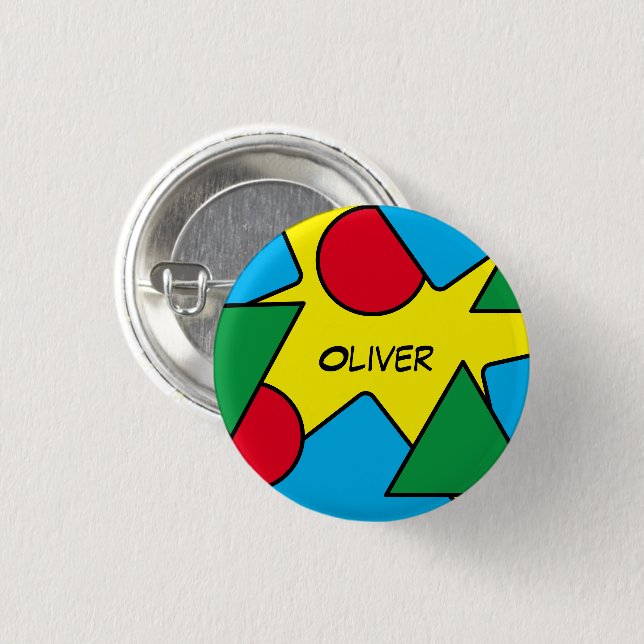 Custom Name Fun and Colourful Button (Front & Back)