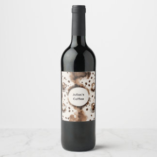 Custom Name Fun Coffee Themed: Wine Label