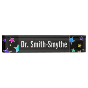 Custom Name + Fun, Colourful Stars Pattern Nameplate