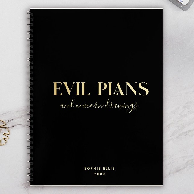 Custom Name Fun Cool Chic EVIL PLANS Planner Notebook (Creator Uploaded)