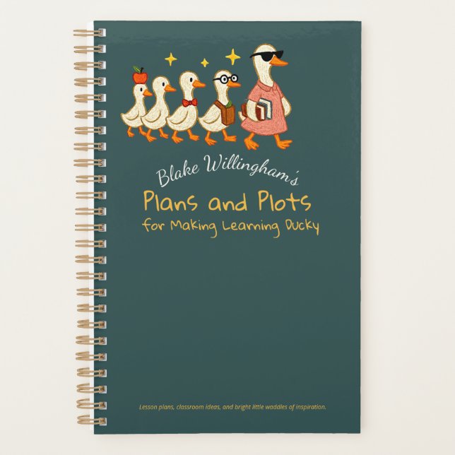 Custom Name Fun Cool Teacher Goose Planner (Front)