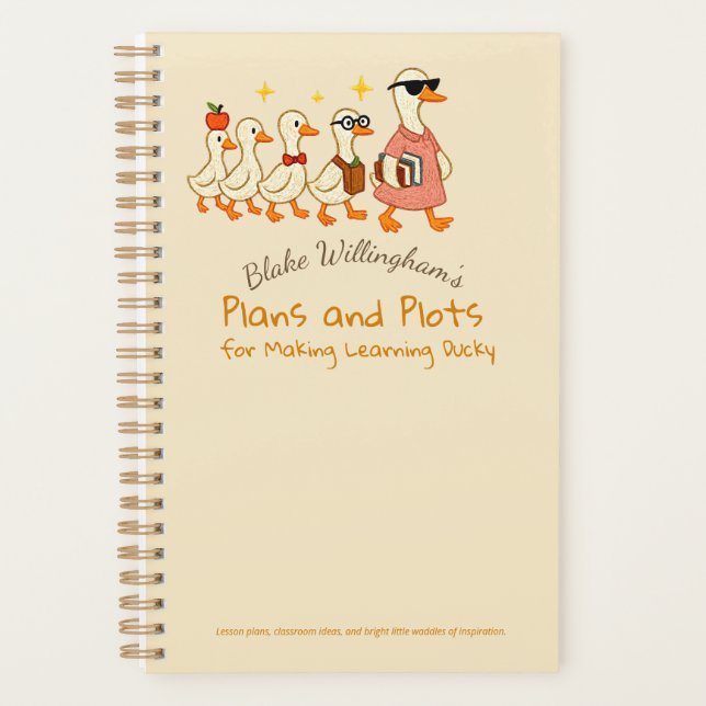 Custom Name Fun Cool Teacher Goose Planner (Front)