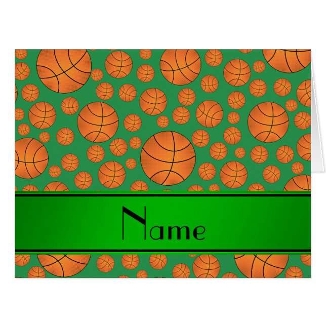 Custom name fun green basketballs green stripe (Front Horizontal)