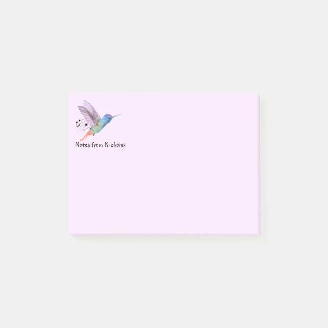 Custom Name Fun Hummingbird Bird Nature Art Post-it Notes (Front)