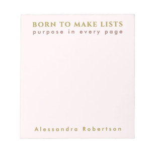 Custom Name Fun List Lover Pastel Pink Minimalist  Notepad