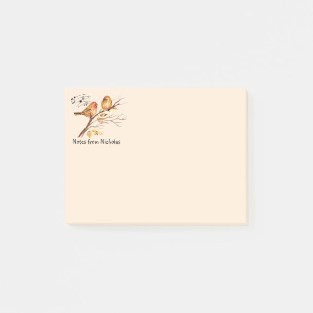 Custom Name Fun Sparrow Bird Nature Art Post-it Notes (Front)