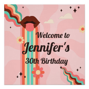 Custom Name, Funky Groovy Birthday Party Poster