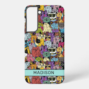 Custom Name Funny Cats Illustration Samsung Galaxy Case