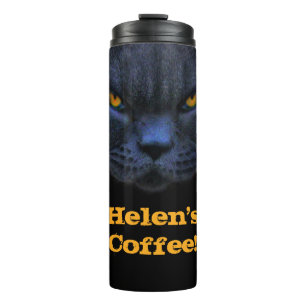 Custom Name Funny Cross Cat Coffee Thermal Tumbler