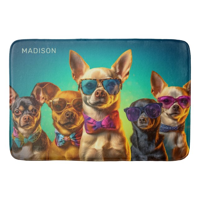 Custom Name Funny Dogs Bath Mat (Front)