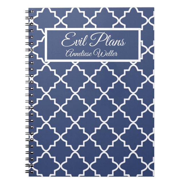 Custom Name Funny Evil Plans Sassy Girl Notebook (Front)