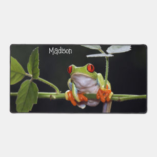 Custom Name Funny Frog Desk Mat