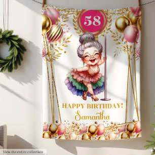 Custom Name Funny Grandma Gift Blush Gold Fleece Blanket