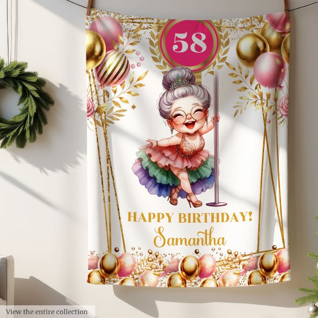 Custom Name Funny Grandma Gift Blush Gold Fleece Blanket (Custom Name Funny Grandma Gift Blush Gold)