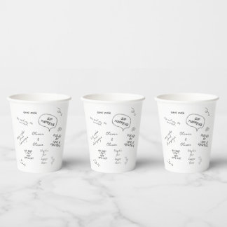 Custom name, funny love note handwriting wedding paper cups