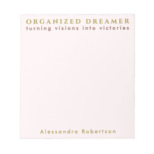 Custom Name Funny Pastel Pink Gold Minimalist Notepad
