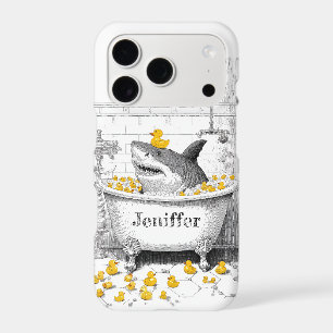 Custom Name Funny Shark in Bathtub & Rubber Ducks