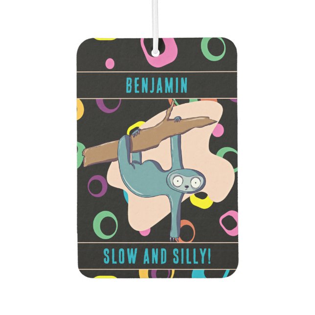 Custom Name Funny Sloth Car Air Freshener (Front)