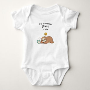 Custom Name Funny Sloth - I’m the Reason We’re Lat Baby Bodysuit