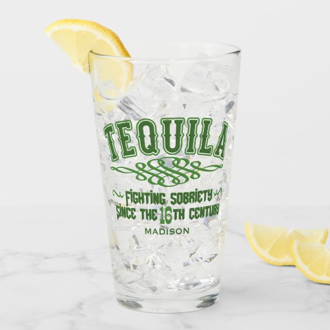 Custom Name Funny TEQUILA Glass (Front Ice)