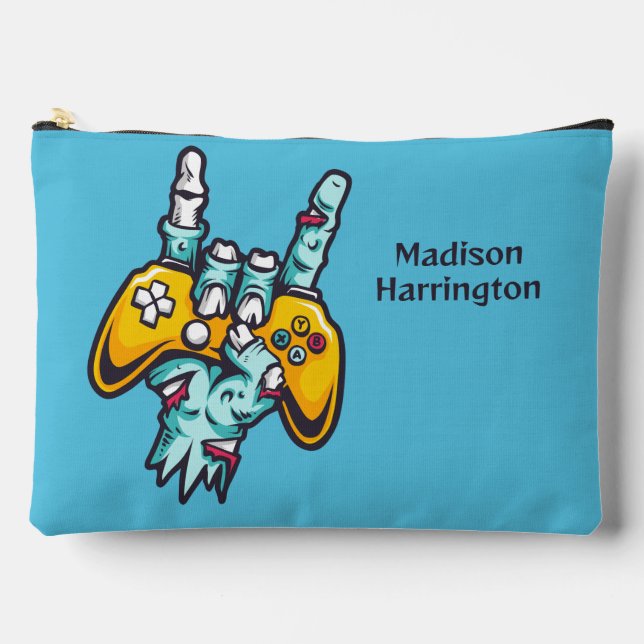 Custom name Gamer Zombie Accessory Pouch (Front)