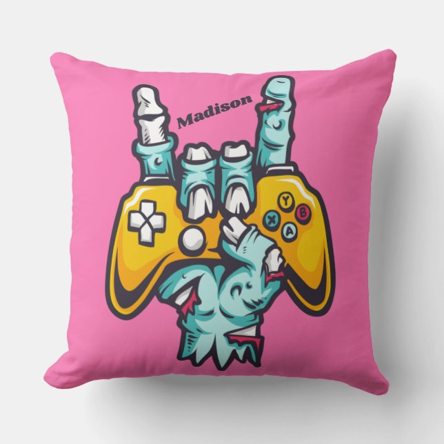 Custom name Gamer Zombie Cushion (Front)
