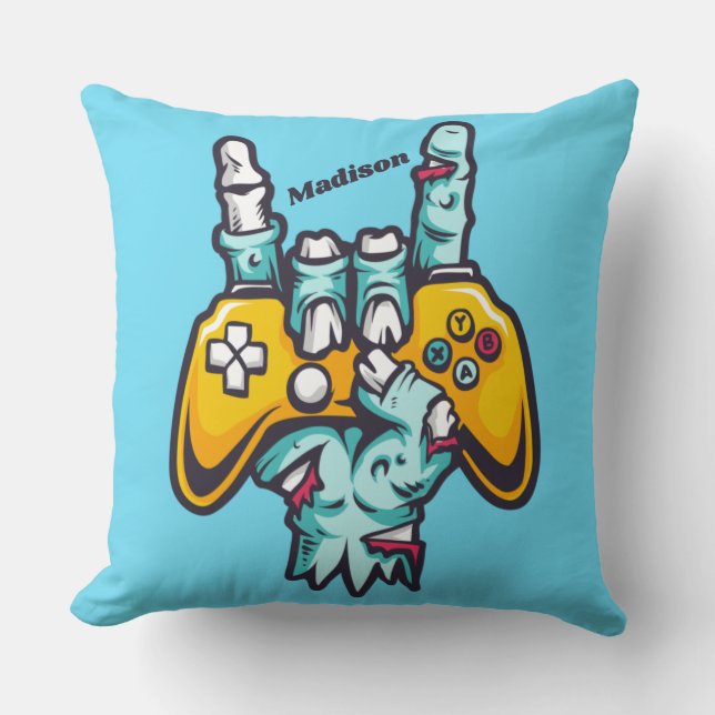 Custom name Gamer Zombie Cushion (Front)