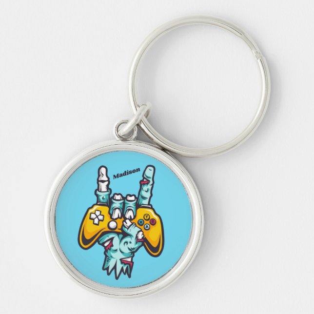 Custom name Gamer Zombie Key Ring (Front)