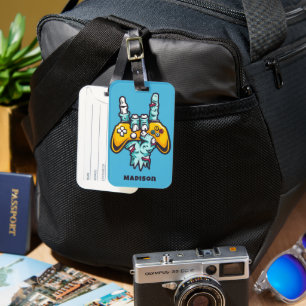 Custom name Gamer Zombie Luggage Tag