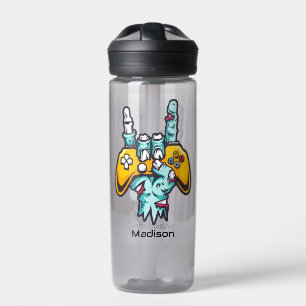 Custom name Gamer Zombie Water Bottle