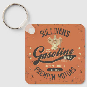 Custom NAME Gasoline Motors Retro Mechanic Garage  Key Ring