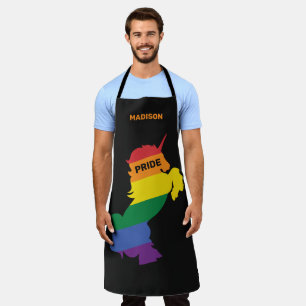 Custom Name Gay Unicorn Apron