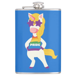 Custom Name Gay Unicorn Hip Flask