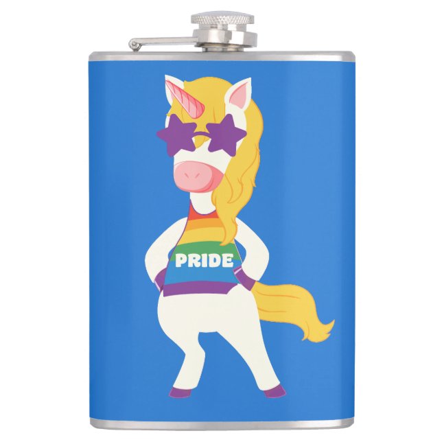 Custom Name Gay Unicorn Hip Flask (Front)