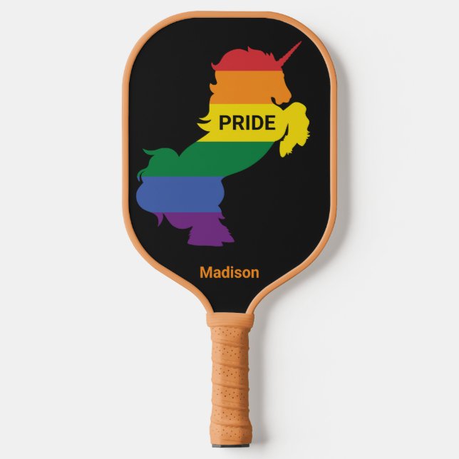 Custom Name Gay Unicorn Pickleball Paddle (Front)